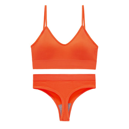 Women's Underwear Sets - Steel-ringless Sports Bra Beauty Vest Triangle Cup Yoga Thong Set