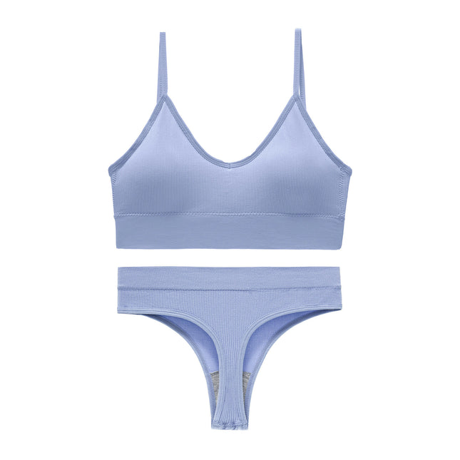 Women's Underwear Sets - Steel-ringless Sports Bra Beauty Vest Triangle Cup Yoga Thong Set