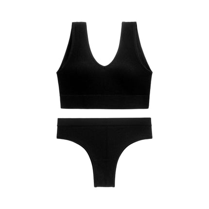 Women's 2 Piece Comfortable Ribbed Fabric Lingerie Set Bra And Panties