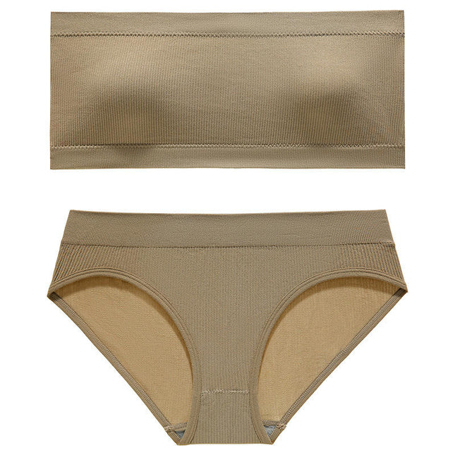 Women's Underwear Set Sports Yoga Seamless Padded Strapless Bra Underwear Set