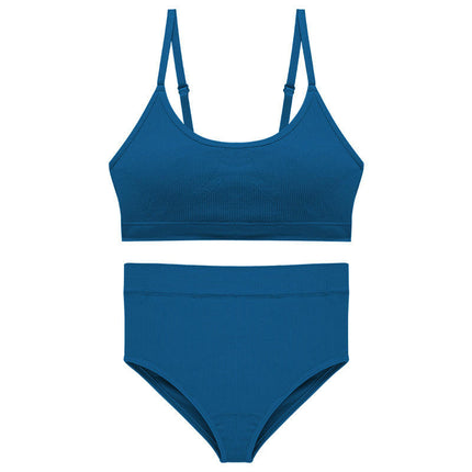 Lingerie Women No Steel Ring Sexy Camisole Beauty Vest Adjustable Bra Triangle Panty Set