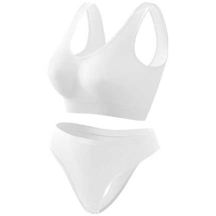 Women's 2-Piece Seamless Sports Yoga Bra Racerback Bra And Thong Set