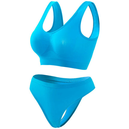Women's 2-Piece Seamless Sports Yoga Bra Racerback Bra And Thong Set