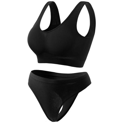 Women's 2-Piece Seamless Sports Yoga Bra Racerback Bra And Thong Set