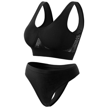 Women's 2-piece Seamless Invisible Bra Set Racerback Bra And Thong