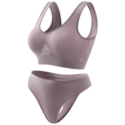 Women's 2-piece Seamless Invisible Bra Set Racerback Bra And Thong