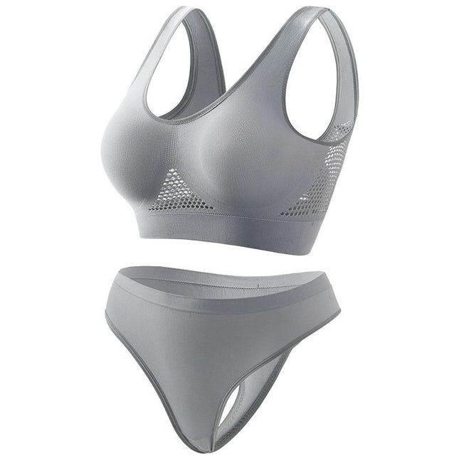 Women's 2-piece Seamless Invisible Bra Set Racerback Bra And Thong