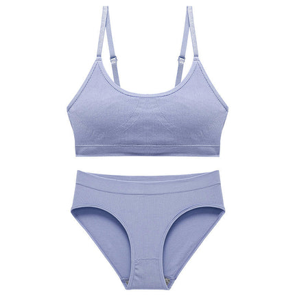 Set for Women Bra and Panty Underwear Set Bralette Top Comfort Ribbed Fabric for Everyday and Sports