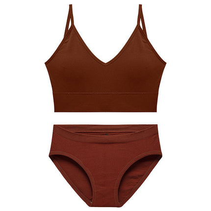 Bra and Panty Sets for Women Seamless Bralettes Lingerie   Comfortable Sports V Neck Bras Briefs Sets