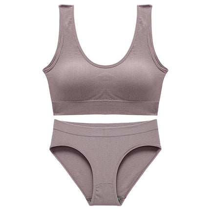 Women's Solid 2 Piece Lingerie Seamless Everyday Bra and Panty Sets Underwear Push Up Lingerie Set