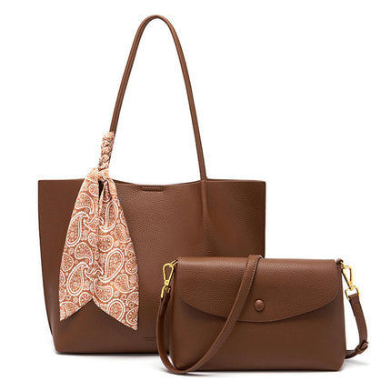 Tote Bag for Women Handbags and Crossbody Bag Waterproof PU Leather Shoulder Bags 2pcs Set