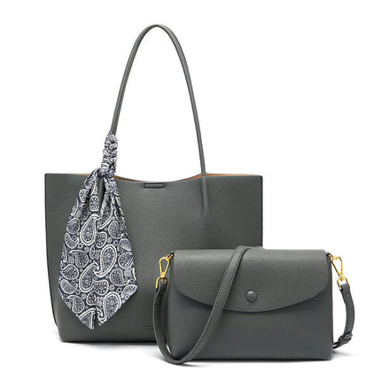 Tote Bag for Women Handbags and Crossbody Bag Waterproof PU Leather Shoulder Bags 2pcs Set
