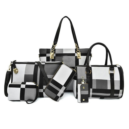 Handbags for Women Purses Satchel Handbags for Women Shoulder Tote Bags Wallet Key bag 6 Pcs Set