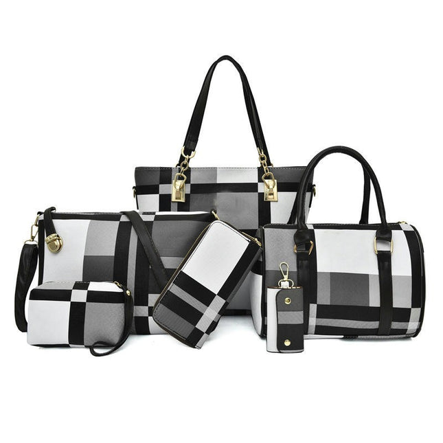 Handbags for Women Purses Satchel Handbags for Women Shoulder Tote Bags Wallet Key bag 6 Pcs Set