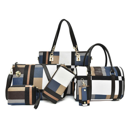 Handbags for Women Purses Satchel Handbags for Women Shoulder Tote Bags Wallet Key bag 6 Pcs Set