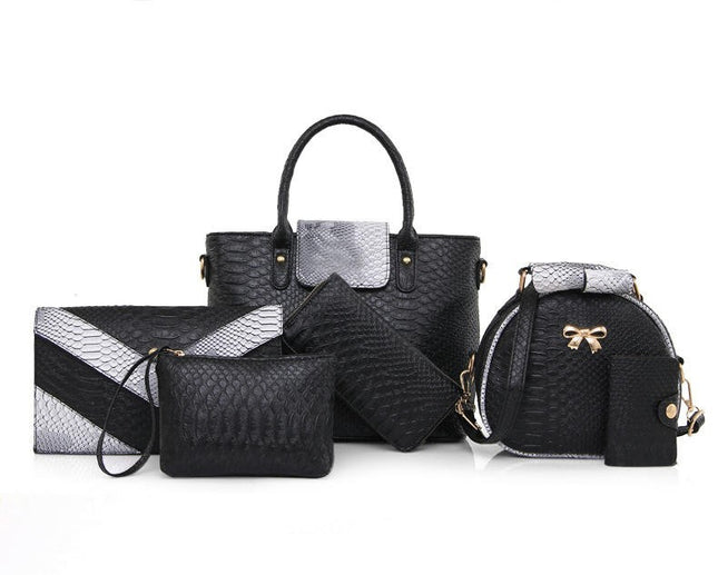 Women's Bag Women Handbag Set 6 Pcs PU Leather Tote Purse Shoulder Bags and Clutch