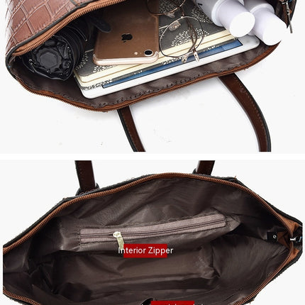 Bag For Women 6 Pcs Set Crocodile Pattern Women's Bag Backpack Shoulder Bag PU Leather Bags