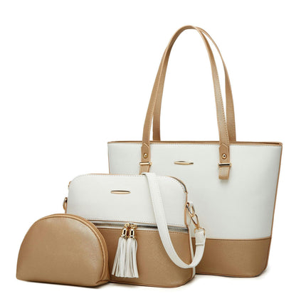Women's Large Capacity Tote Shoulder Crossbody Bag 3 Pcs Tote Purse Handbags Leather Satchel Bag
