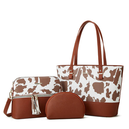 Women's Large Capacity Tote Shoulder Crossbody Bag 3 Pcs Tote Purse Handbags Leather Satchel Bag