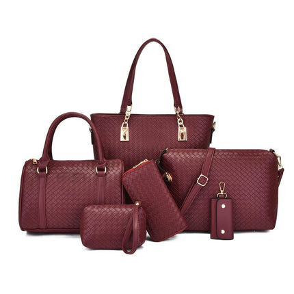 6 Pcs Large Crossbody Bags Ladies Shoulder Handbags Purse and Wallet Set for Women Totes Purses