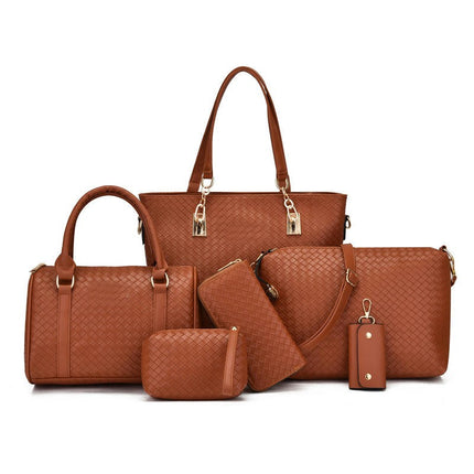 6 Pcs Large Crossbody Bags Ladies Shoulder Handbags Purse and Wallet Set for Women Totes Purses