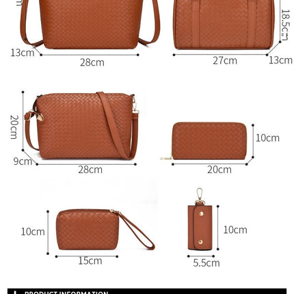 6 Pcs Large Crossbody Bags Ladies Shoulder Handbags Purse and Wallet Set for Women Totes Purses