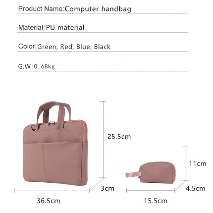 Laptop Sleeve Handbag, PU Leather Laptop Shoulder Bag Computer Bag Laptop Carrying Bag