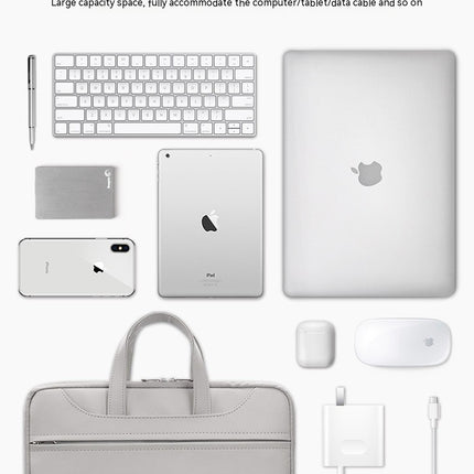 Portable Laptop Bag PU Leather Laptop Sleeve Handbag for Men and Women Waterproof Computer Bag