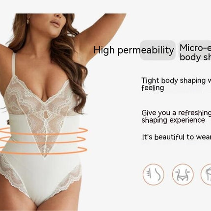 Lace Shapewear Bodysuit Women V Neck Tummy Control Backless Tank Tops Body Suit Thongs