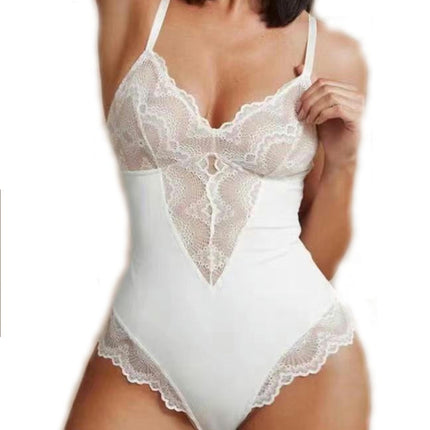 Lace Shapewear Bodysuit Women V Neck Tummy Control Backless Tank Tops Body Suit Thongs