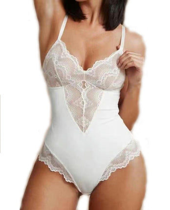 Lace Shapewear Bodysuit Women V Neck Tummy Control Backless Tank Tops Body Suit Thongs
