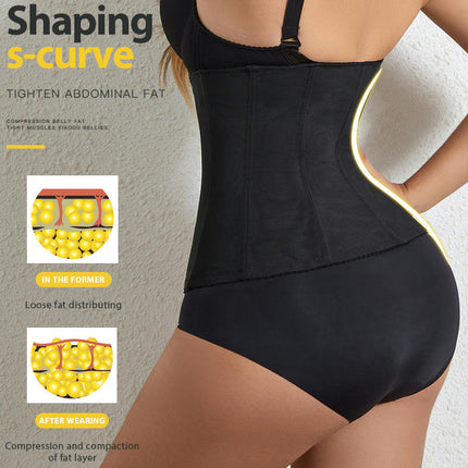 Women's Waist Trainer Waist Shaping Belt Trimmer with Steel Bones and Adjustable Hooks