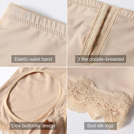 Women's Bare Ass Butt Lift Pants Buckle Adjustable Waist Contouring Tummy Tuck Shorts
