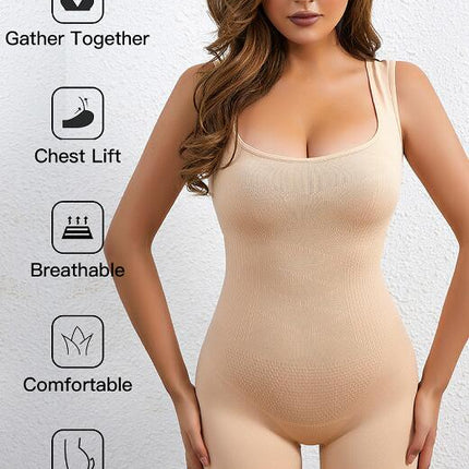 Women's Shaping Mid-Thigh Bodysuit Tummy Control Shapewear Seamless Sculpting Body Shaper