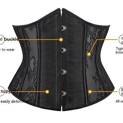 Women's 14 Steel Boned Corset Short Torso Heavy Duty Waist Trainer Corset