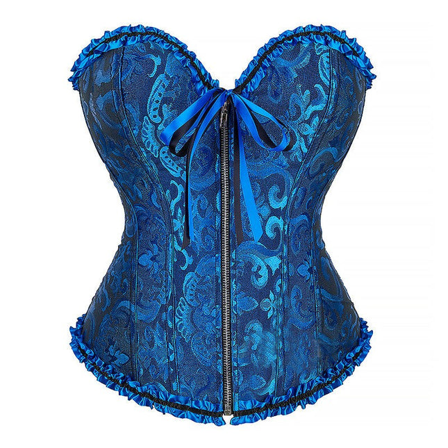 Women's Vintage Lace Bone Renaissance Corset Zip Corset