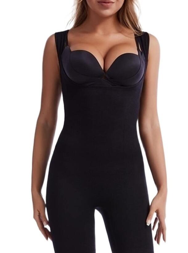 Women Body Shaper Tummy Control Seamless Shapewear Open Bust Mid-Thigh Bodysuit Shorts