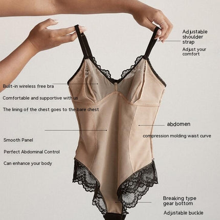 Lace Bodysuit for Women Tummy Control Shapewear V-Neck Sleeveless Tops Backless Camisole Jumpsuit
