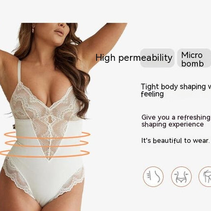 Lace Bodysuit for Women Tummy Control Shapewear V-Neck Sleeveless Tops Backless Camisole Jumpsuit
