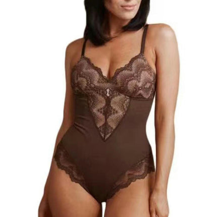 Lace Bodysuit for Women Tummy Control Shapewear V-Neck Sleeveless Tops Backless Camisole Jumpsuit