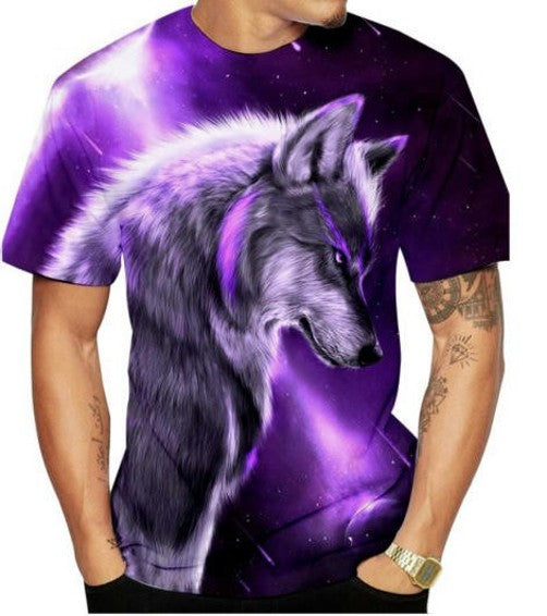 Mens 3D Printed Short Sleeve Round Collar Personality Short Sleeve Tops 1