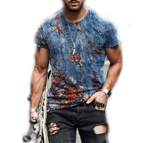 Men's 3D Printed Retro Short Sleeve T-Shirt  Skull Blast - T-Shirt Black S-3XL 1