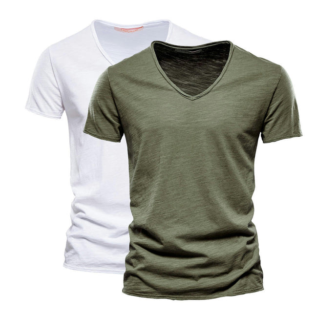 Mens Bamboo Cotton T-Shirt 2 Pcs Super Soft Short T-Shirt Classic Plain Crew Neck Casual Basic T-Shirt