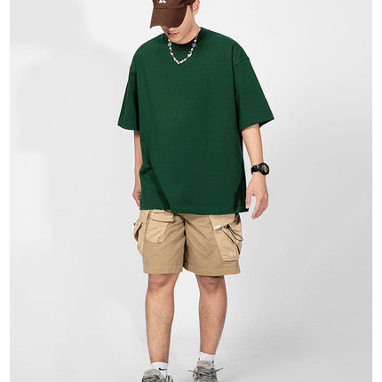 Men's Short Sleeve Cotton T-Shirt - Round Neck Slim Stretch Pullover Top Casual Solid Color Basic T-Shirt