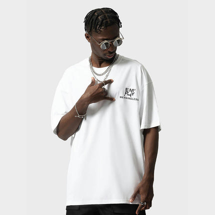 Mens Printed Short Sleeve t-shirt Shirt Loose Large Size Peplum Cotton Half Sleeve Tops