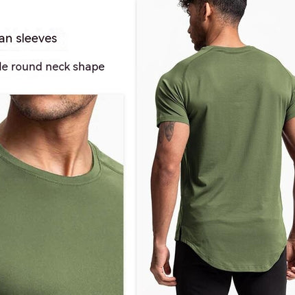 Men's t-shirt Trend Round Neck Short Sleeve Solid Color Quick Drying Sports Blue Ball Shirt