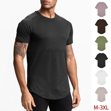 Men's t-shirt Trend Round Neck Short Sleeve Solid Color Quick Drying Sports Blue Ball Shirt