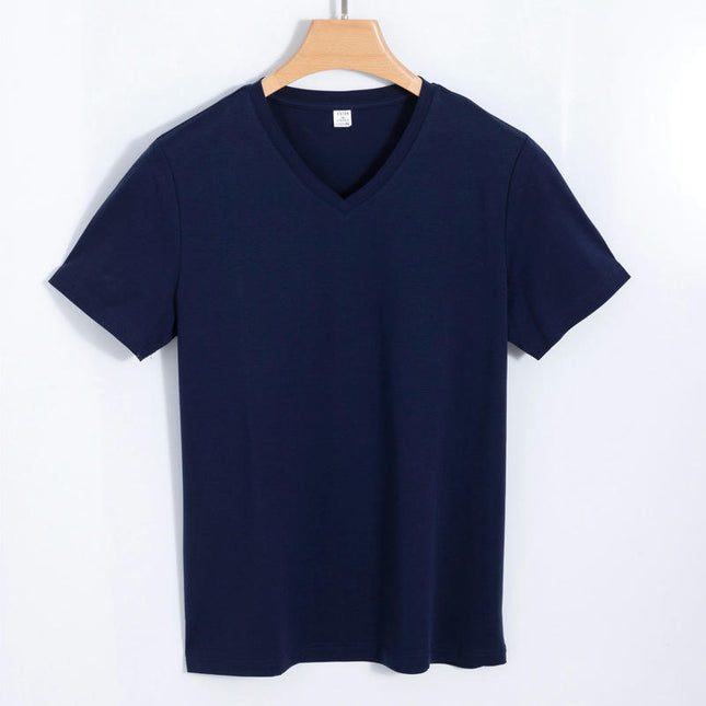 Men's Mercerized Cotton T-ShirtCurve HemLightweight Cool Crew/V-Neck Casual Basic T-Shirt 1