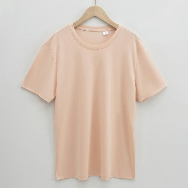 Men's Mercerized Cotton T-ShirtCurve HemLightweight Cool Crew/V-Neck Casual Basic T-Shirt