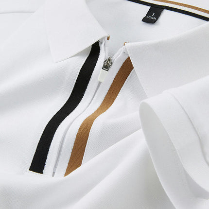Mens Short Sleeve Shirts Casual Slim Fit Golf Shirt Turn-Down Collar Zipper Quick Dry Active Shirts
